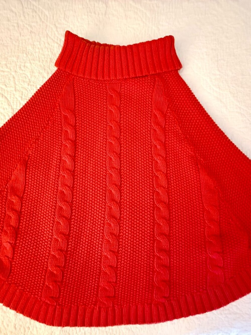 Carters Kid red cable knit poncho, size 14